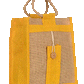 Natural Jute Cloth Handbag With Yellow and Beige ( Set of 2)
