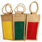 DESHKARI Handmakers Red Green Yellow Combo Jute Bottle Bag 2 LTR
