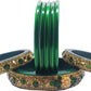 Enthic Traditional Rajasthani Bradal And Partywear Lac Bangles For Women in Green Color set of (7+7)