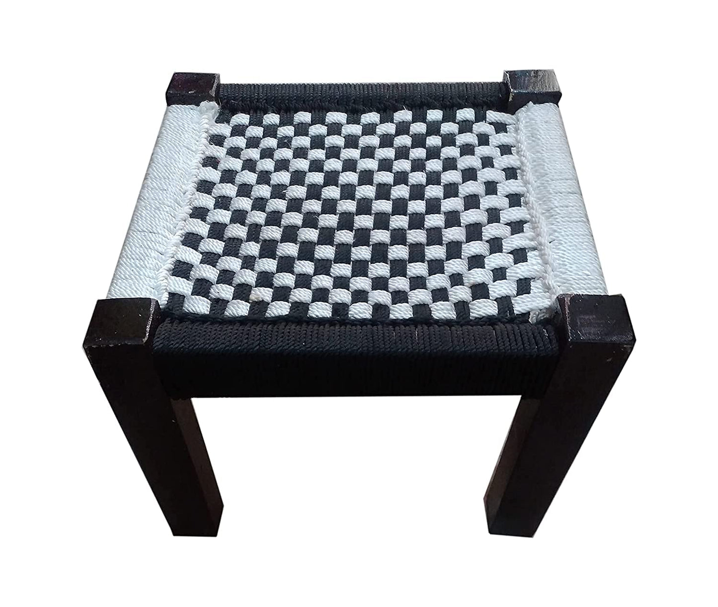 Wooden Chowki With Black and White Chess Board