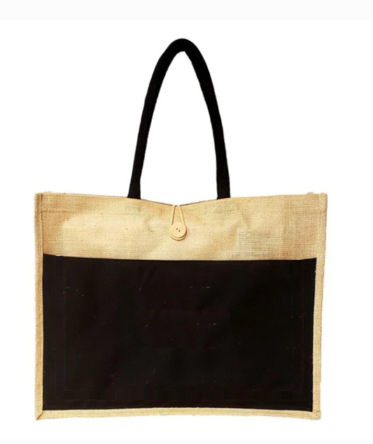 Handmakers Natural Jute Bag with black for Corporate Gifts, Return gift,