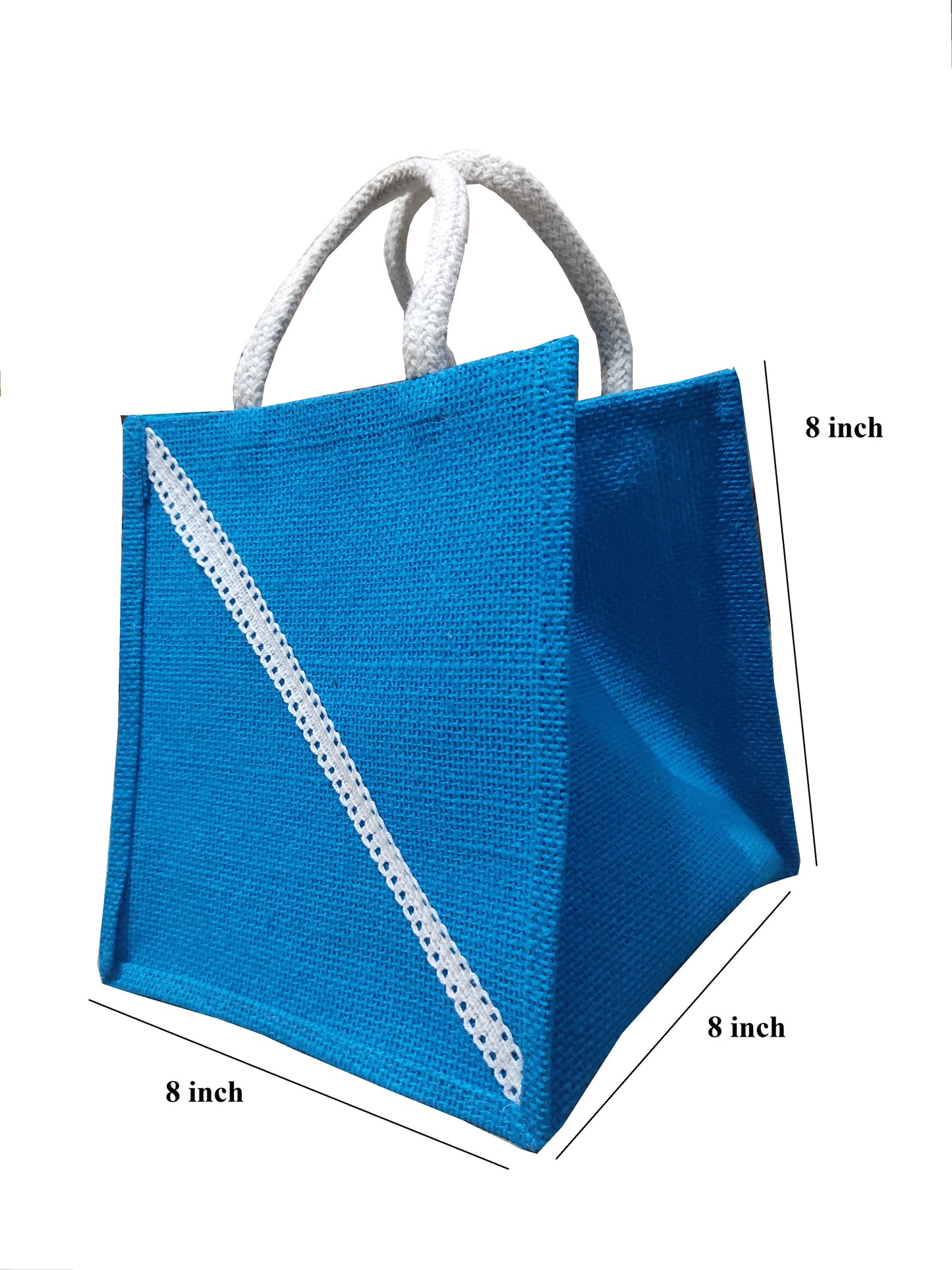 Handmakers Small Jute Gift Bags with Blue Green color for Gifts (Set of 2)