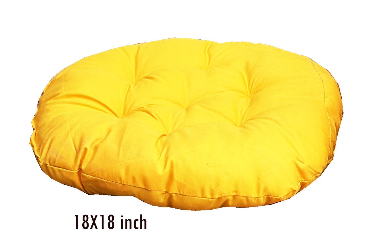 Handmakers Yellow Color Pure Cotto Round Cushion 18X18 inch (Pack of 4 )