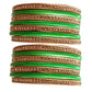 Handmakers ! Green With Golden Lac Traditional Bangles for Women And Girls (Pack of 8)