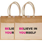 	 Natural Jute Cloth Handbag (Set of 2)