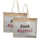 	 Natural Jute Cloth Handbag With Just Married (Set of 2)