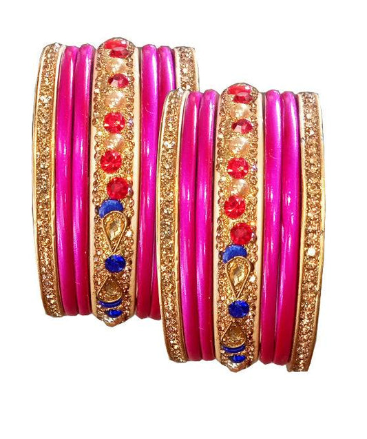 Enthic Traditional Rajasthani Bradal And Partywear Lac Bangles For Women in Yellow Color set of (7+7)