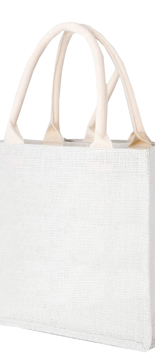 Natural Handmade Hessain Jute Handbag White Color SET of 3 Pcs