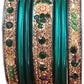 Enthic Traditional Rajasthani Bradal And Partywear Lac Bangles For Women in Green Color set of (7+7)