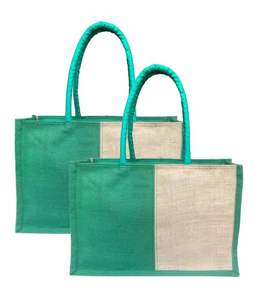 Natural Jute Handbag With Multicolor (Set of 2)