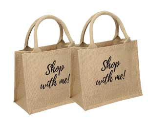 Natural Jute Cloth Handbag With Shop With Me (Set of 2)