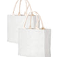 Natural Handmade Pure Jute Handbag With Pure White (Set of 2)