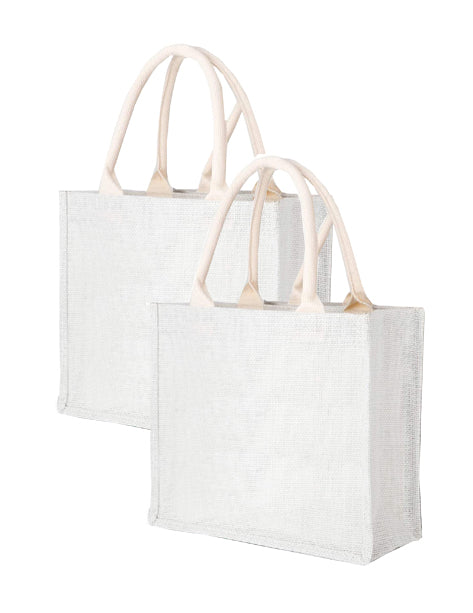 Natural Handmade Pure Jute Handbag With Pure White (Set of 2)