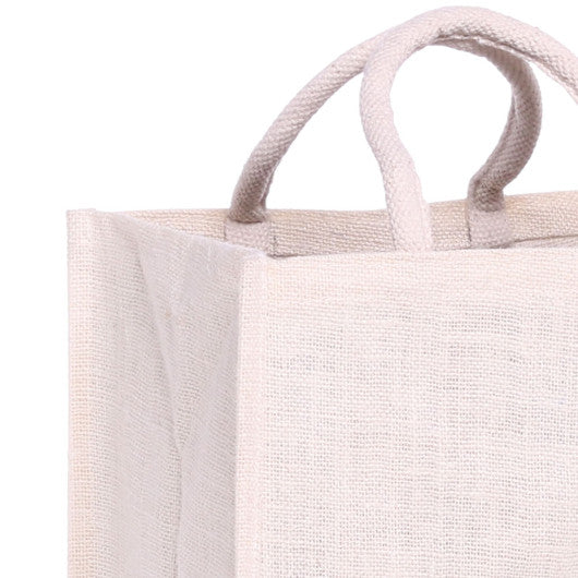 Handmakers White Jute Bag Handbag  for return  gift (set of 2)