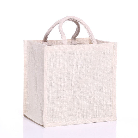 Handmakers White Jute Bag Handbag  for return  gift (set of 2)