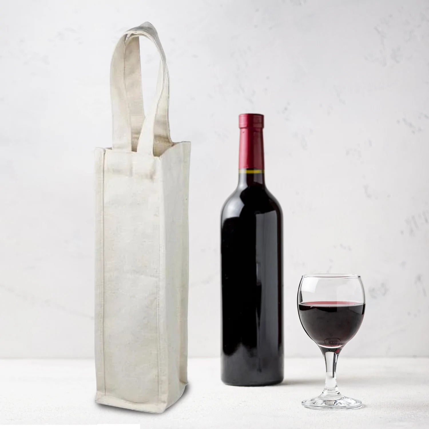 Canvas Wine Bottle Bag with White Color Set of - Main Image