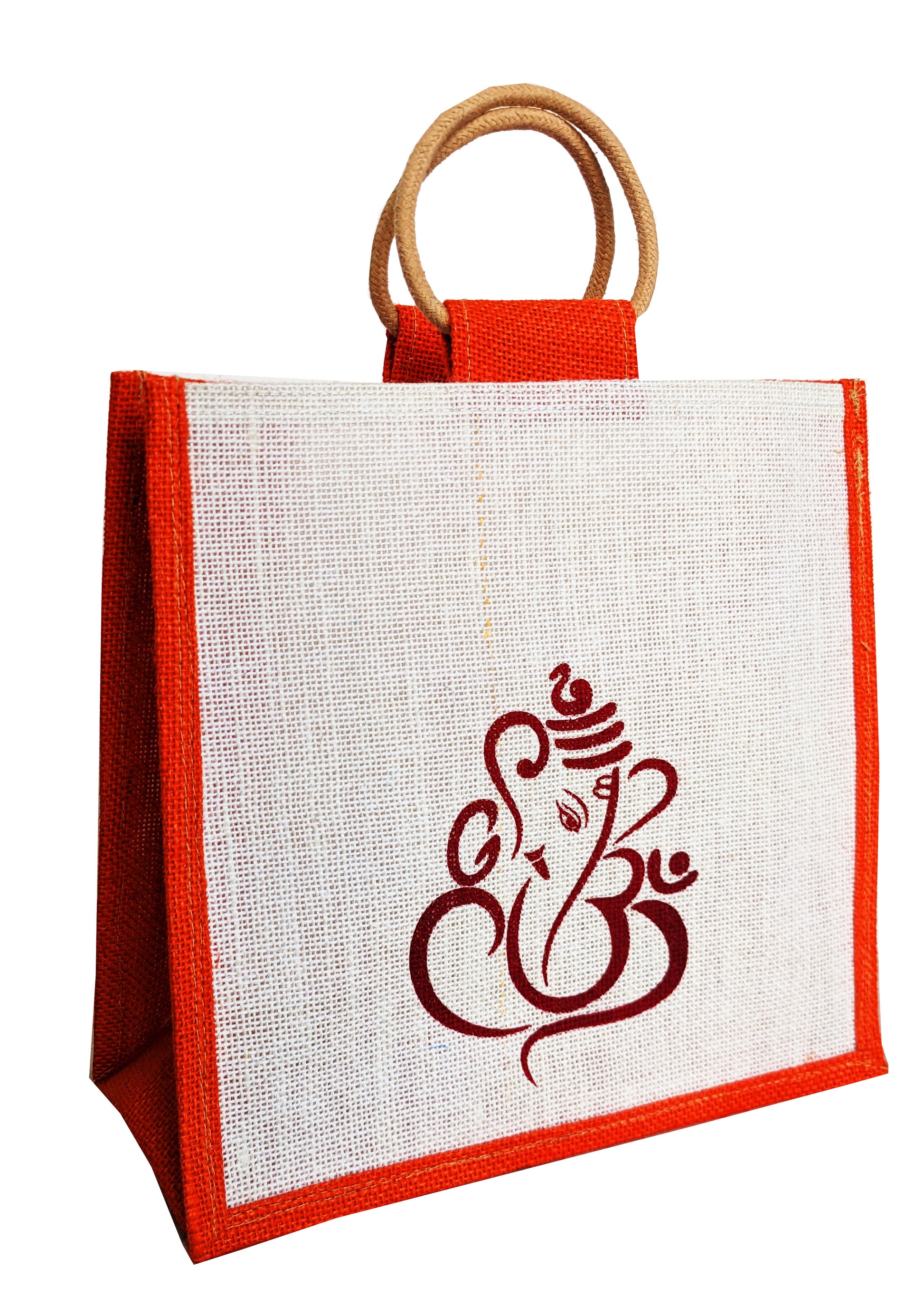 Elegant Jute Wedding Favor Bags with Orange Color Personalized