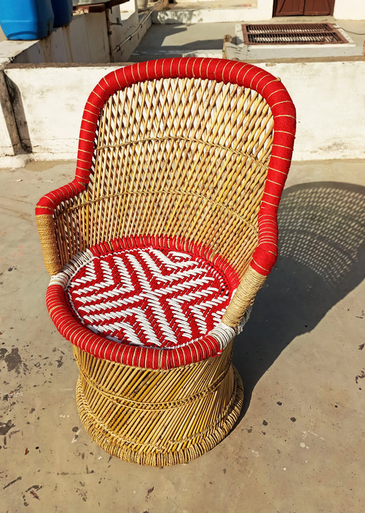 red bamboo chair for balcony 
