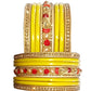 Enthic Traditional Rajasthani Bradal And Partywear Lac Bangles For Women in Yellow Color set of (7+7)