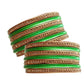 Handmakers ! Green With Golden Lac Traditional Bangles for Women And Girls (Pack of 8)