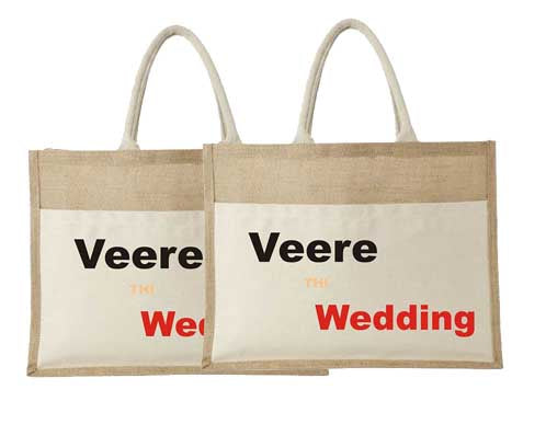 Natural Jute Cloth Handbag With Veere Di Wedding (Set of 2)