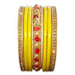 Enthic Traditional Rajasthani Bradal And Partywear Lac Bangles For Women in Yellow Color set of (7+7)