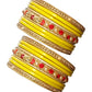 Enthic Traditional Rajasthani Bradal And Partywear Lac Bangles For Women in Yellow Color set of (7+7)