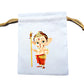 Handmakers Multicolor  Ganesh Print Cotton White Potli Bags 5X7inch Pack of 10