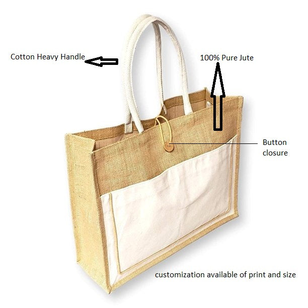 jute bag with pocket
