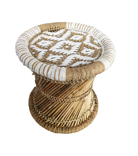 white bamboo stool