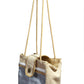 Handmakers Eco friendly Jute women sling bag with check print with grey cloth cotton