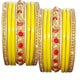 Enthic Traditional Rajasthani Bradal And Partywear Lac Bangles For Women in Yellow Color set of (7+7)