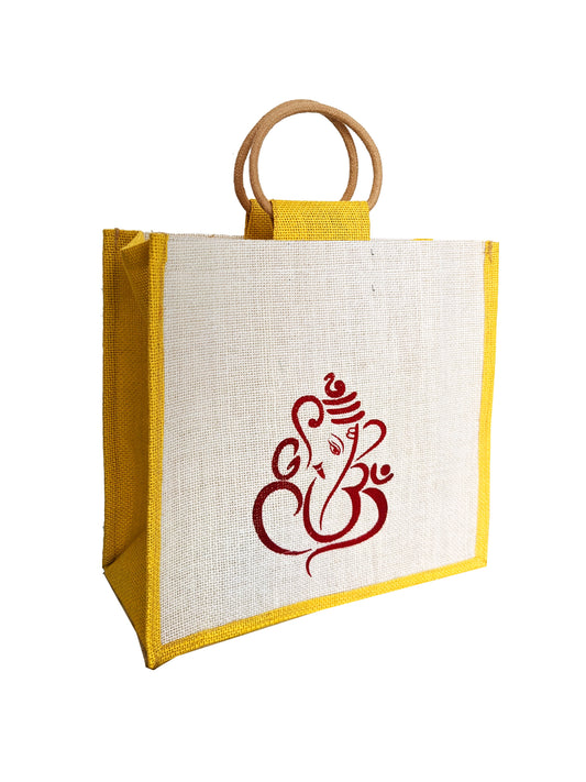 Elegant Jute Wedding Favor Bags with Yellow Color Personalized Jute Bags for a Memorable Wedding Celebration